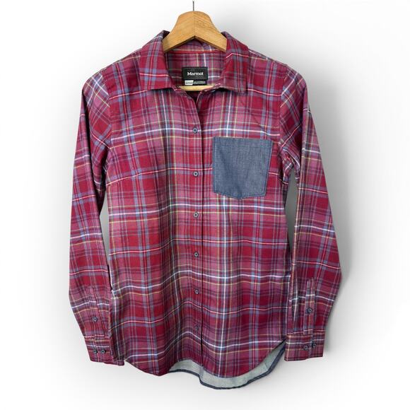 Marmot Tops - Marmot Womens size XS Lakota Flannel Chambray Long Sleeve Button Up Shirt Hiking